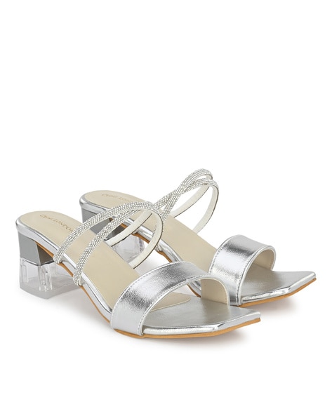 Buy Silver Heeled Sandals for Women by Clog London Online Ajio