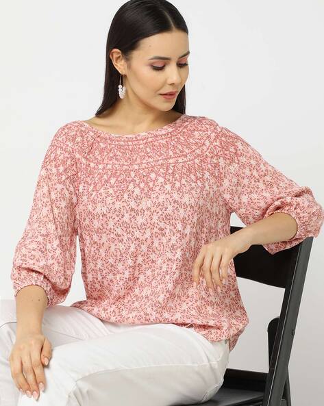 Floral Boat-Neck Top