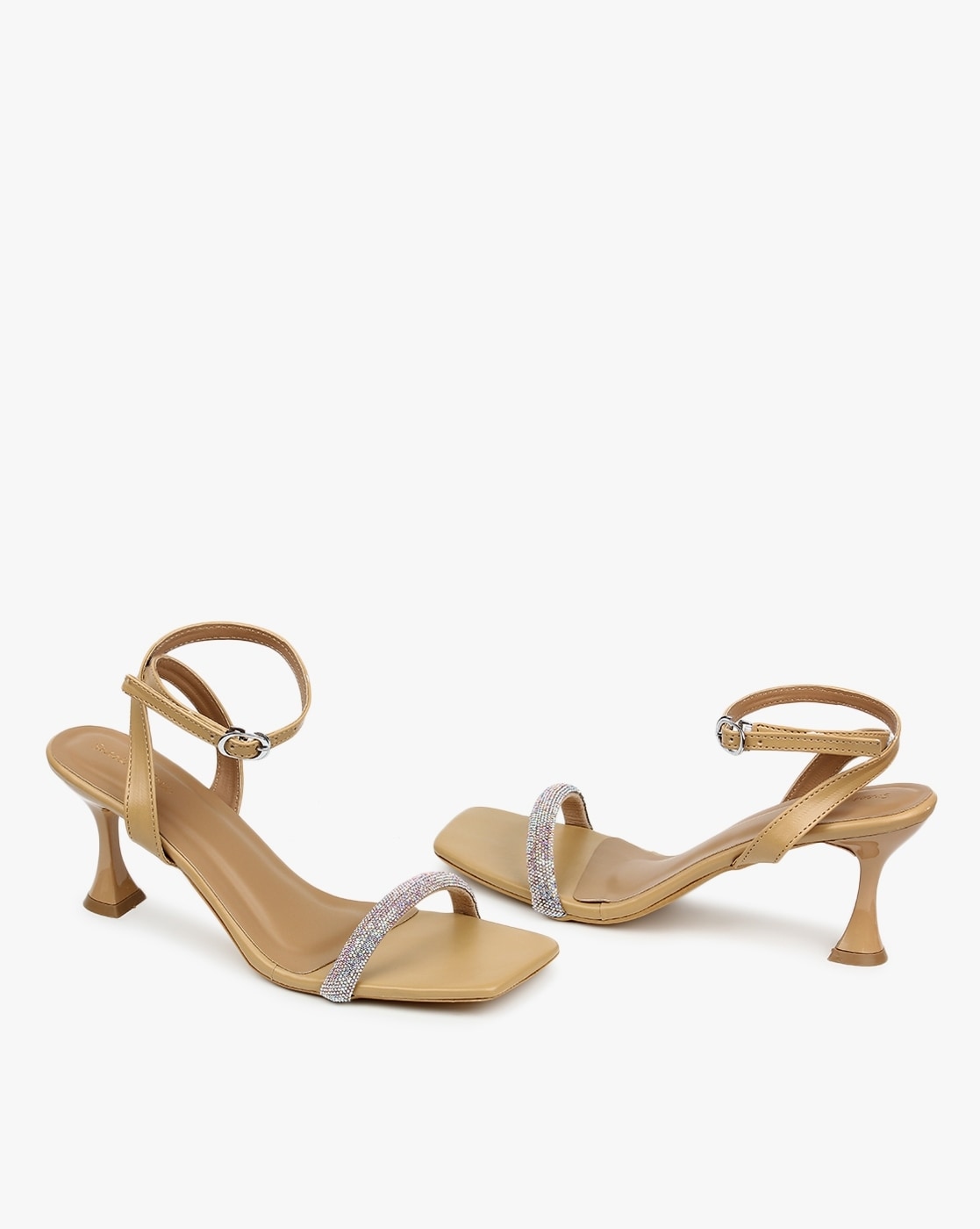 Beige kitten shop heel sandals