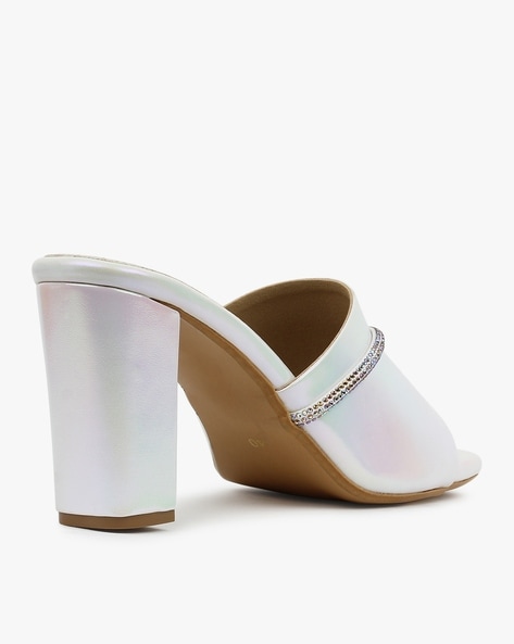 White leather 2025 block heels