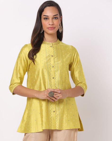 Siyahi Printed Tunic with Mandarin Collar