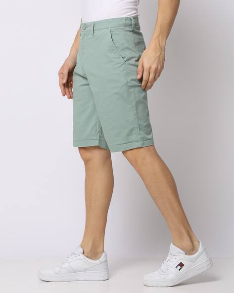 Slim Fit Flat-Front Shorts