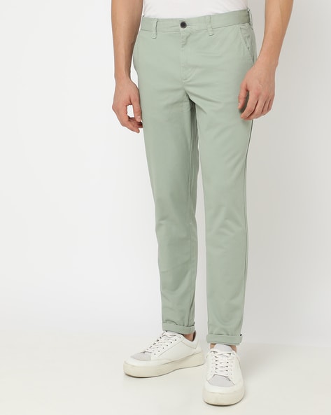 netplay green mid rise chinos