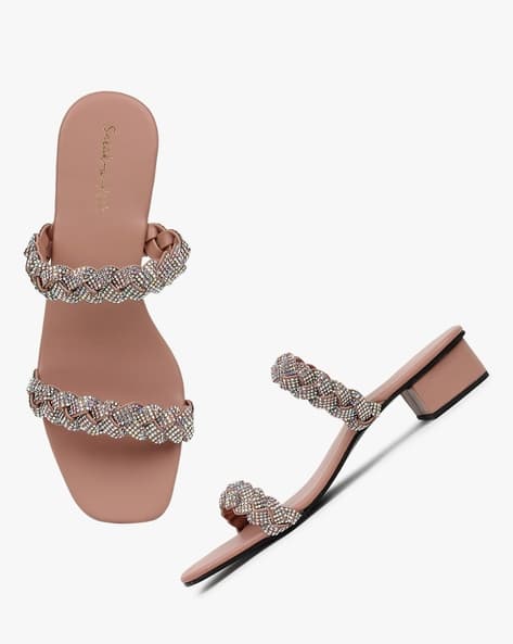 Women Embellished Block-Heeled Sandals