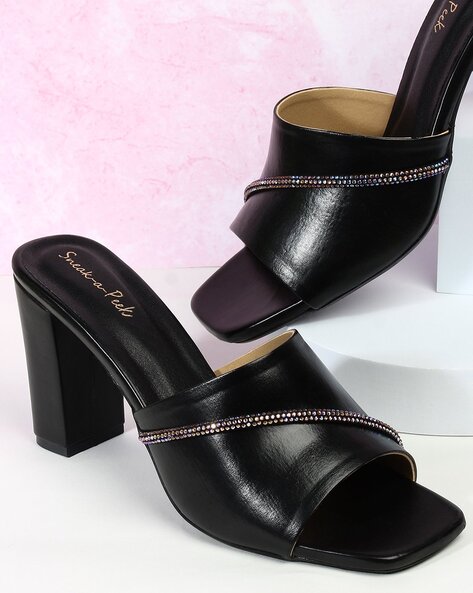 Leather block outlet heel sandals