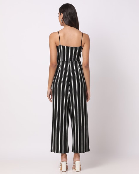 Black and white vertical best sale striped jumpsuit