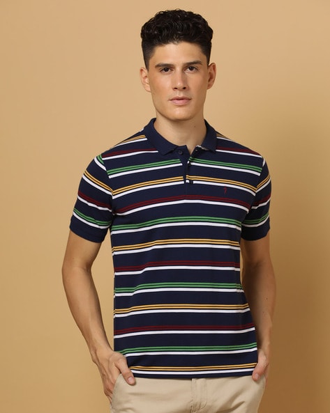 Regular Fit Striped Polo T-Shirt with Placement Logo - Price History