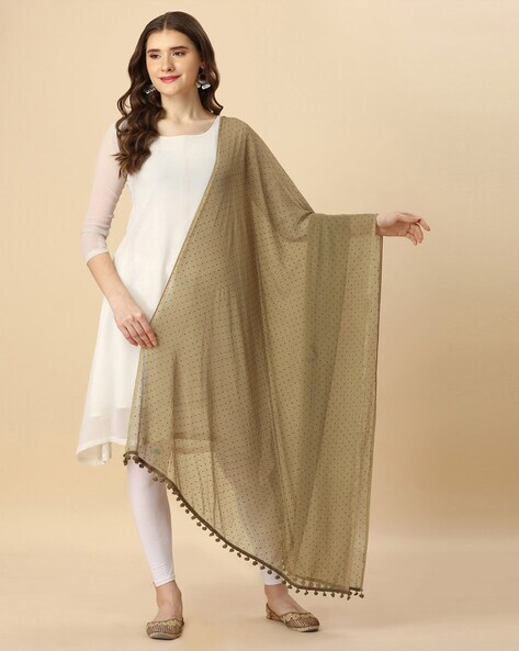 Micro-Print Dupatta with Tassels Price in India