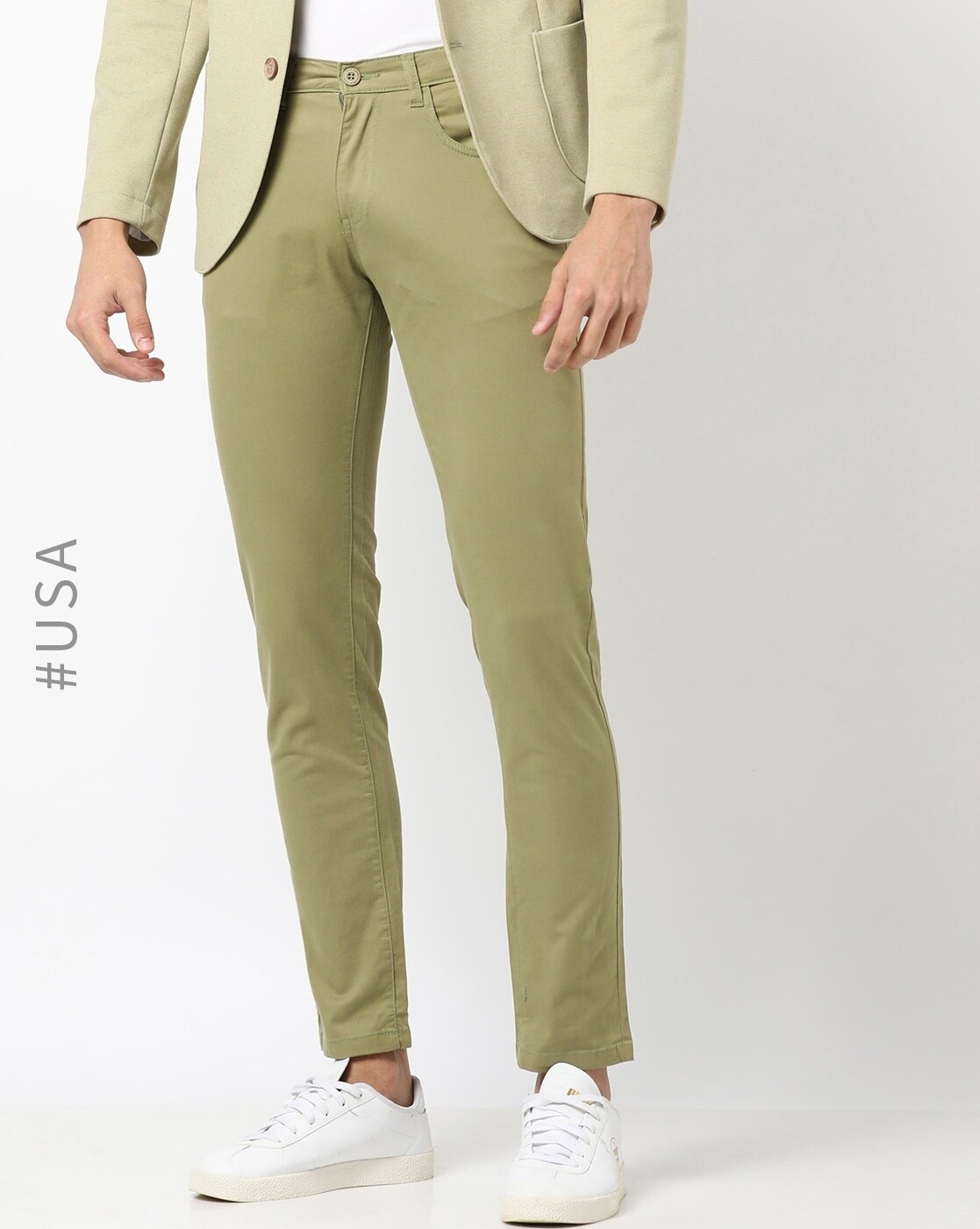 Women Solid Olive Green Stretch Ponte Pants