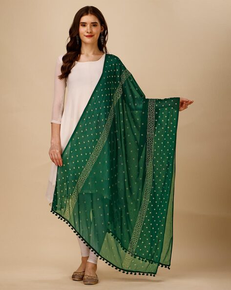 Micro-Print Dupatta with Tassels Price in India