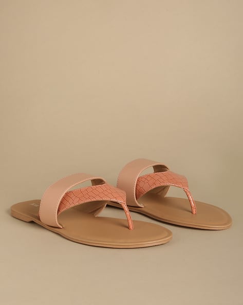 Acai Women Croc-Embossed Thong-Strap Flat Sandals