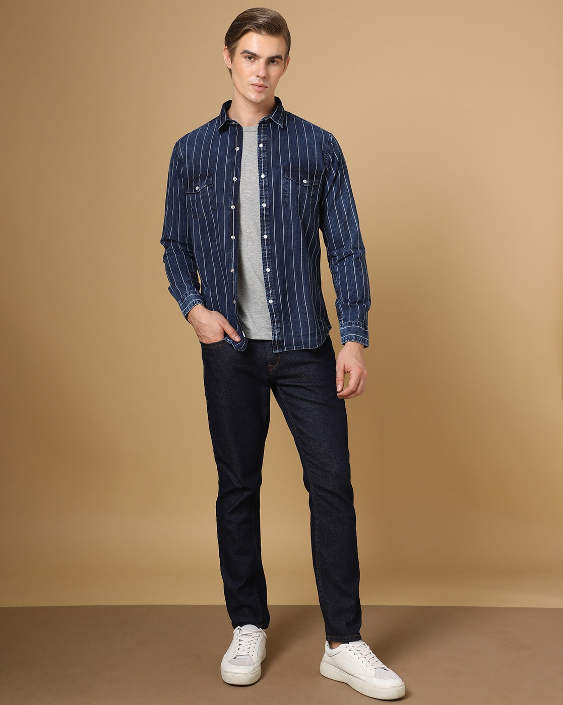 Buy Navy Blue Shirts for Men by SIN Online | Ajio.com