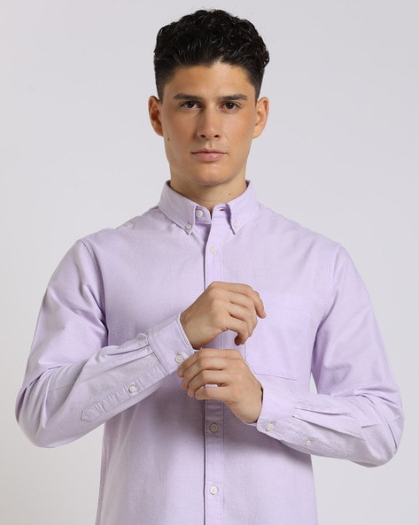 Mens purple button outlet down dress shirt