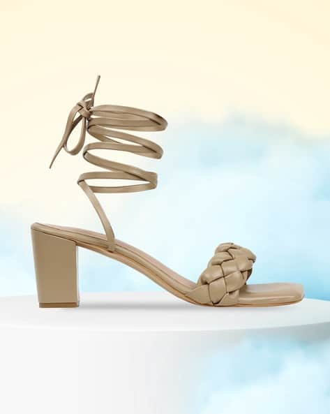 Women Tie-Up Block Heeled Sandals