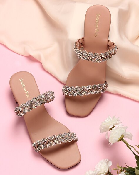 Nude best sale rhinestone sandals