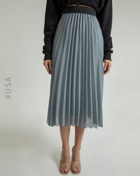 Pleated A-line Skirt with Elasticated Waist
