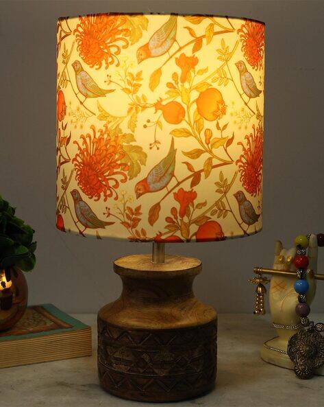 HOMESAKE Sparrow Print Wooden Table Lamp