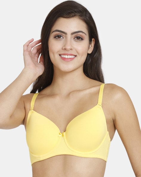 Yeahitch Everyday Cotton Snap Bras - Women's Front Easy Close Builtup  Sports Push Up Bra with Padded Yellow 105E