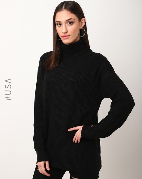 Black ribbed turtleneck outlet sweater women's