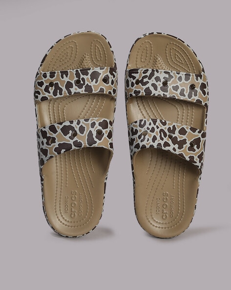 Leopard print two strap sales sandals