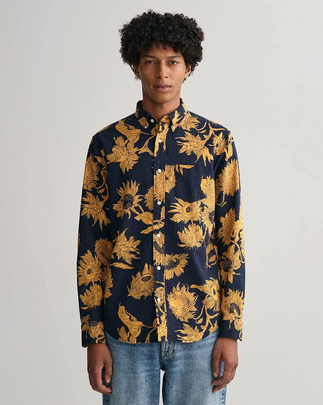 Floral Print Shirt with Patch Pocket