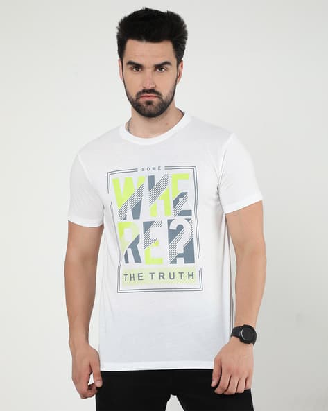 CAVALLA Graphic Print Regular Fit Crew- Neck T-shirt