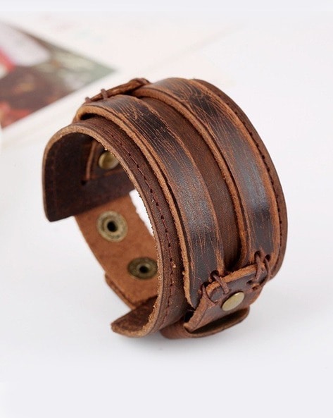 Buy Wide Leather Bracelet, Men Bracelet, Cuff for Men, Handmade Leather  Wristband, Adjustable Leather Cuff, Brown Leather, Leather Gift Online in  India - Etsy