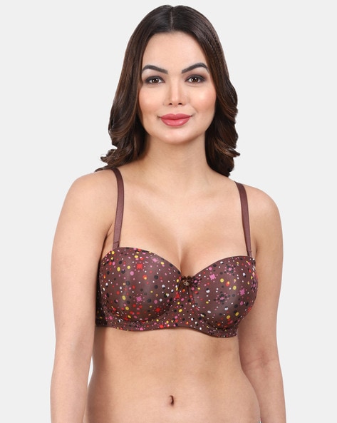 Printed Balconette T-Shirt Bra with Adjustable Strap