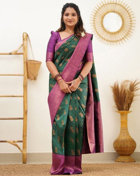 Buy Green Sarees for Women by Marziyaa Online