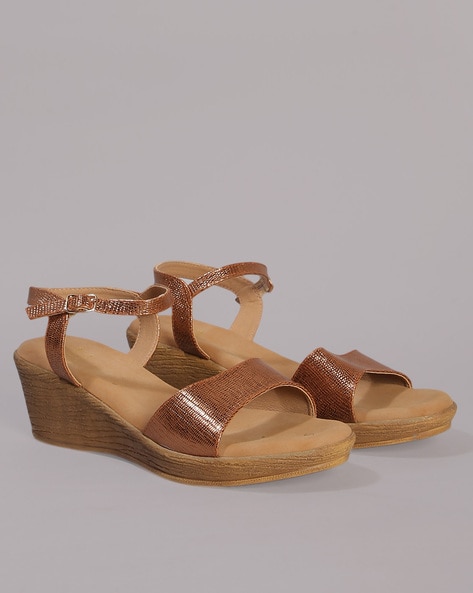 Eula1 Brown Strappy Wedge Sandals by Mango | Look Again
