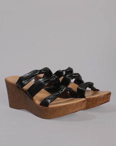 All black womens online wedges