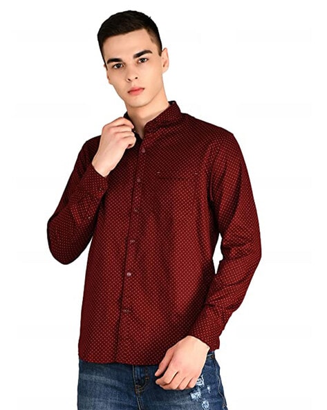 Maroon polka best sale dot shirt