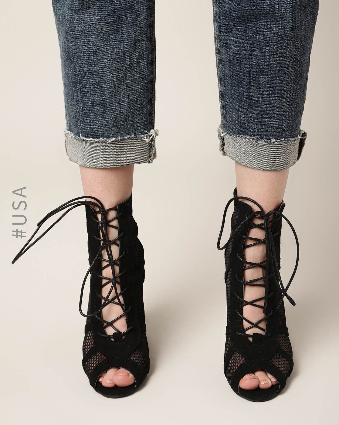 Khaki Peep Toe Block Heel Mules|FSJshoes