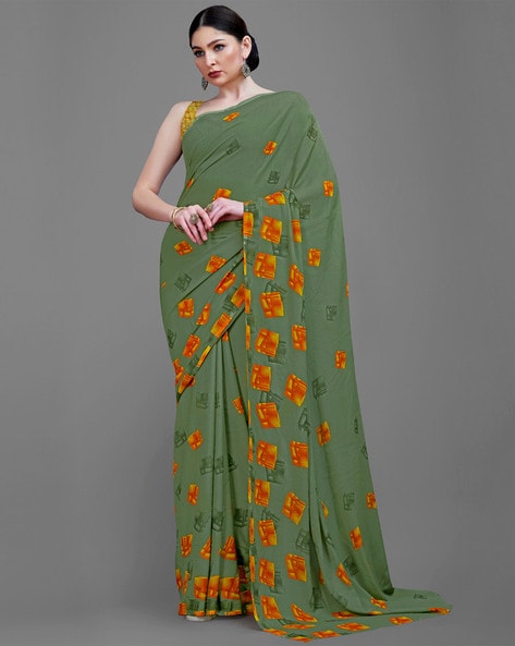 Buy Olive Sarees for Women by Hritika Online