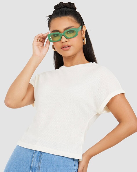 Buy Cream Tshirts for Women by Styli Online
