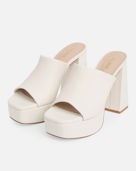 ALDO Fiolla Leather Heeled Sandals in White | Lyst