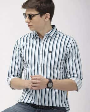 the indian garage co Men Striped Slim Fit Shirt with Patch Pocket-picture-34