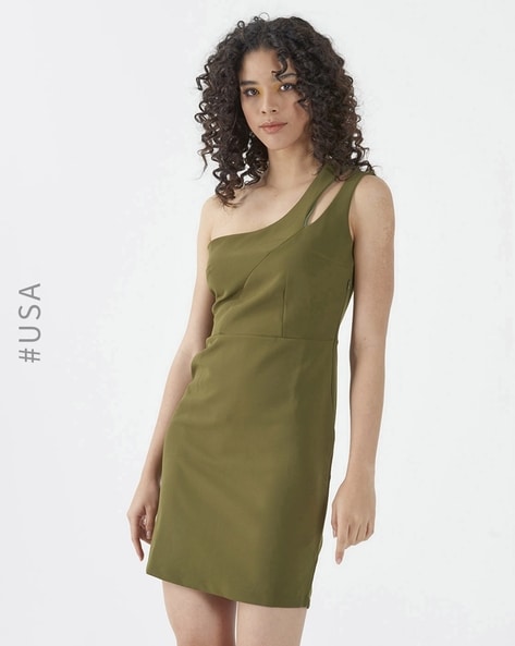 Khaki one shoulder discount dress