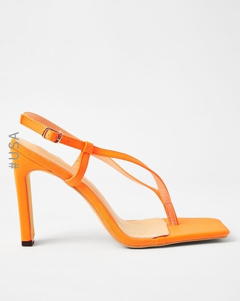 Buy Orange Heeled Sandals for Women by Fabbhue Online | Ajio.com