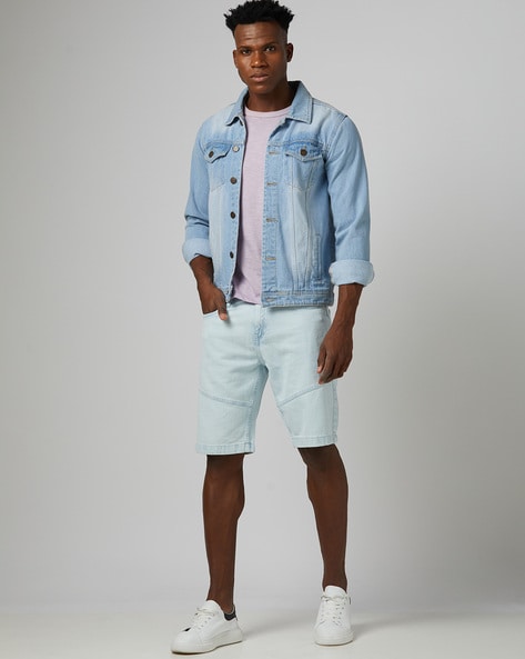 Unique Bargains Junior's Casual Short Sleeves Button Cropped Denim Jacket -  Walmart.com