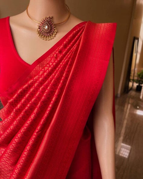 Buy Red Handloom Tissue Embroidery Beads And Gota Patti Saree For Women by  Shorshe Clothing Online at Aza Fashions.