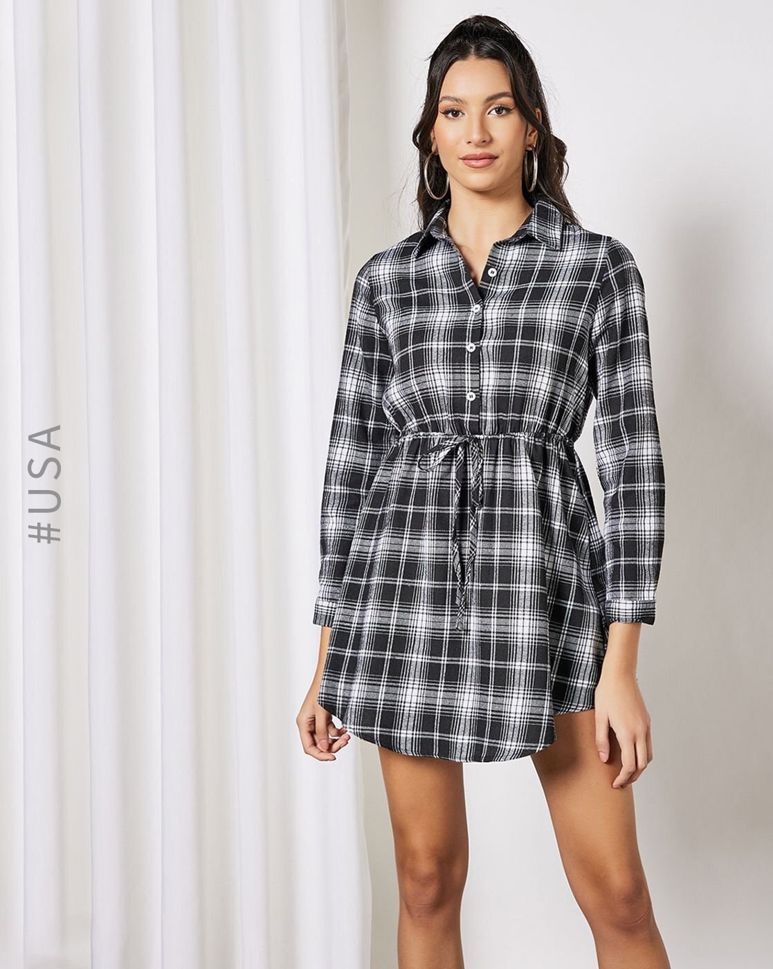 Who What Wear Black And White Checkered Dress L | Checkered dress, Wearing  black, How to wear