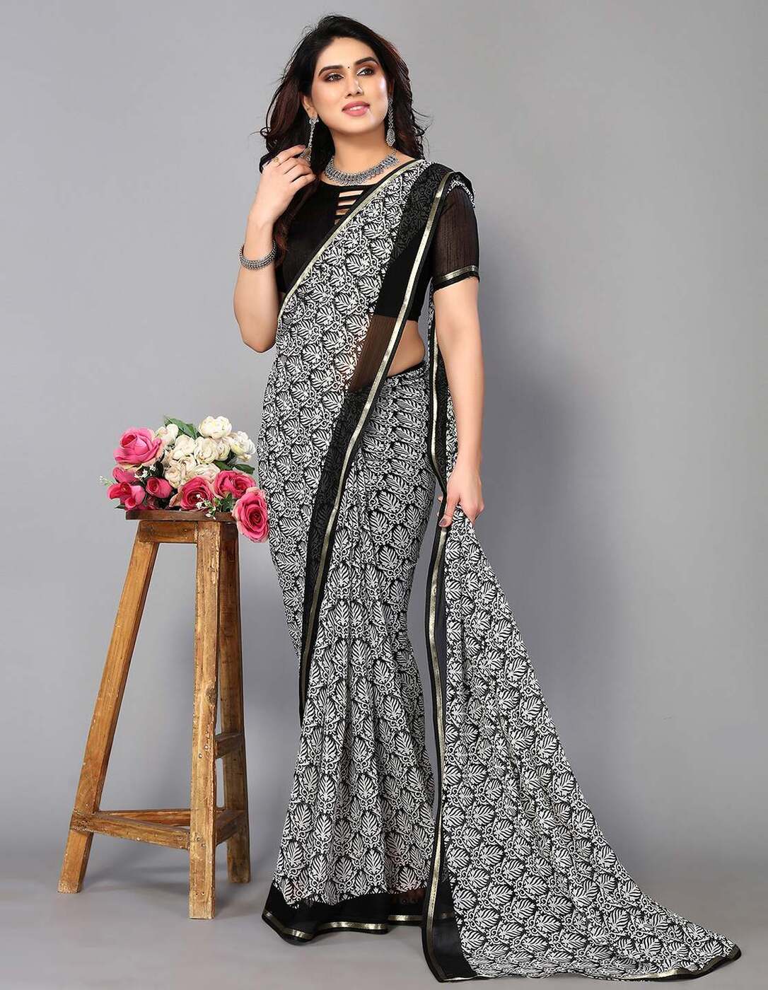 Buy Black Sarees for Women by SATRANI Online