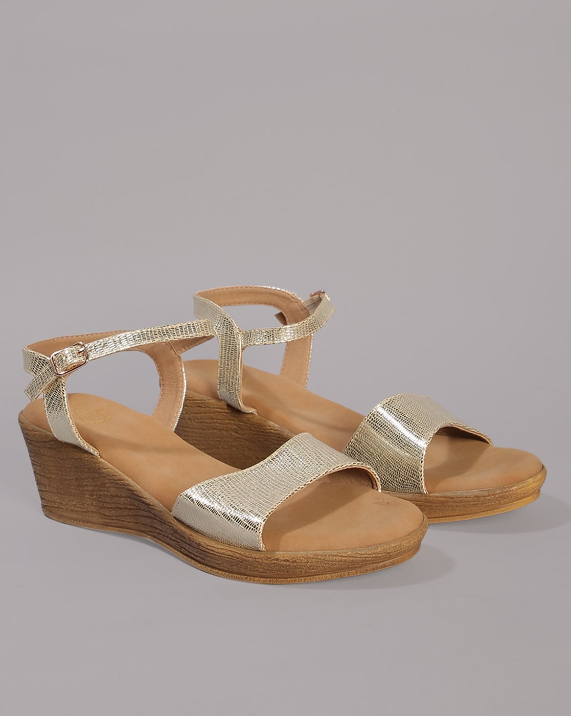 Concord - Women's Gold Jeweled Wedge Sandals | Mystique Sandals