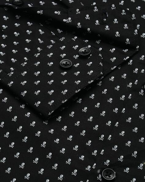 POLKA DOT SHIRT ECRU / BLACK - 7969/228 Collared shirt with long