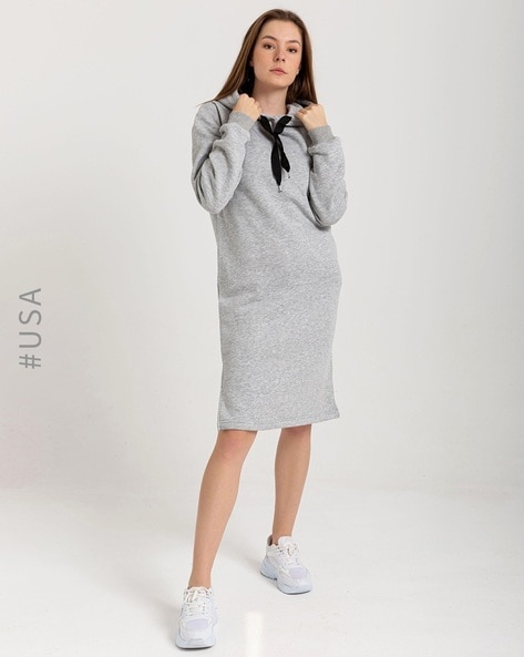 Heathered Hooded Shift Dress