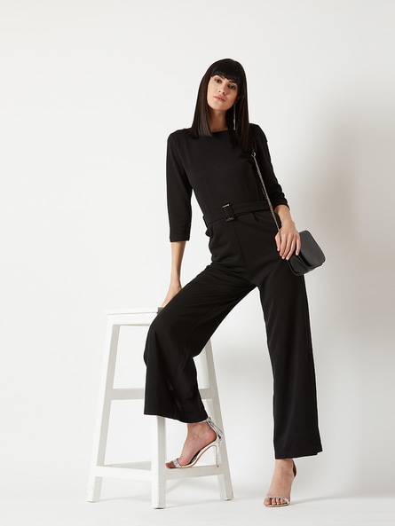 Black jumpsuit with side hot sale slits