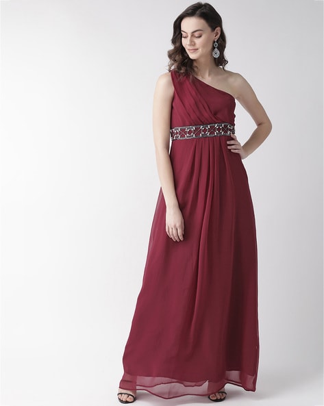 One-Shoulder Long Prom Dress with Strappy Open Back