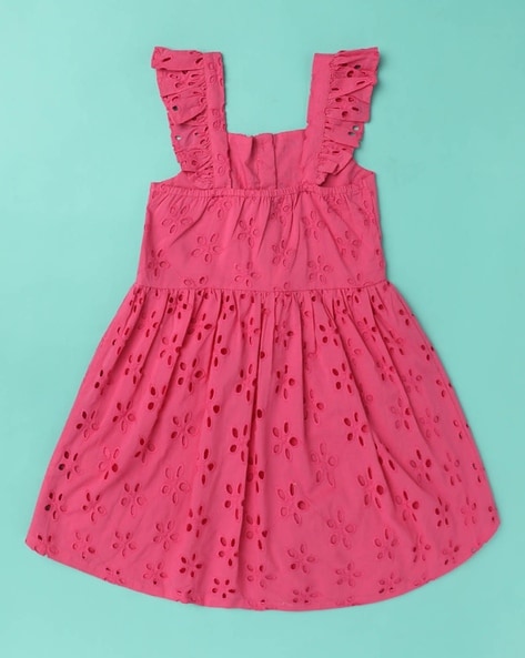 Picksparrow Chanderi Cotton A Line Baby Girl Frock – Picksparrow