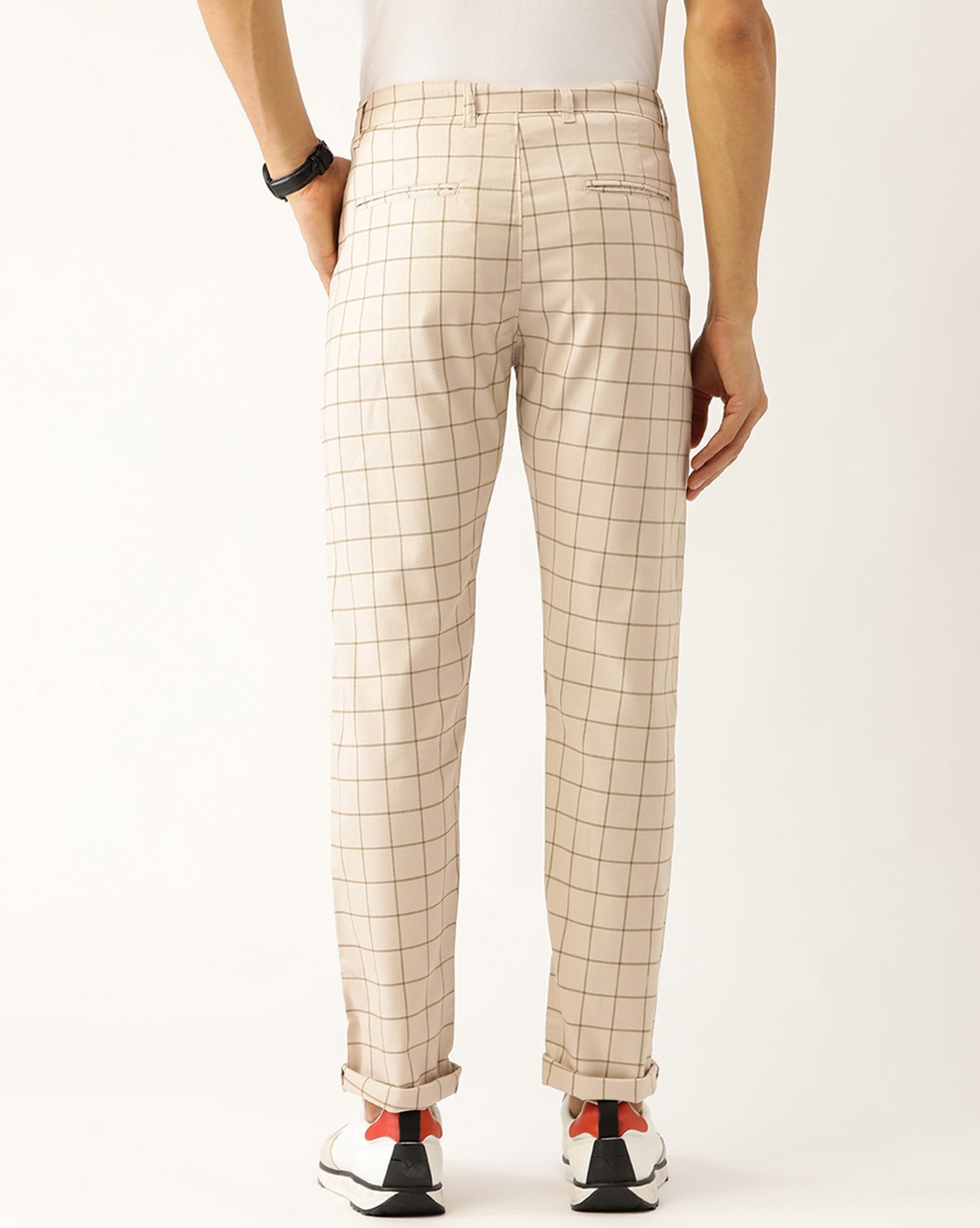 Buy Men Grey Slim Fit Check Casual Trousers Online  750651  Allen Solly